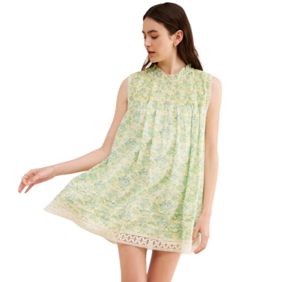 Free People Dresses & Skirts - Free People Shea Printed Mini Cottagecore Prairie Dress Size XS Floral